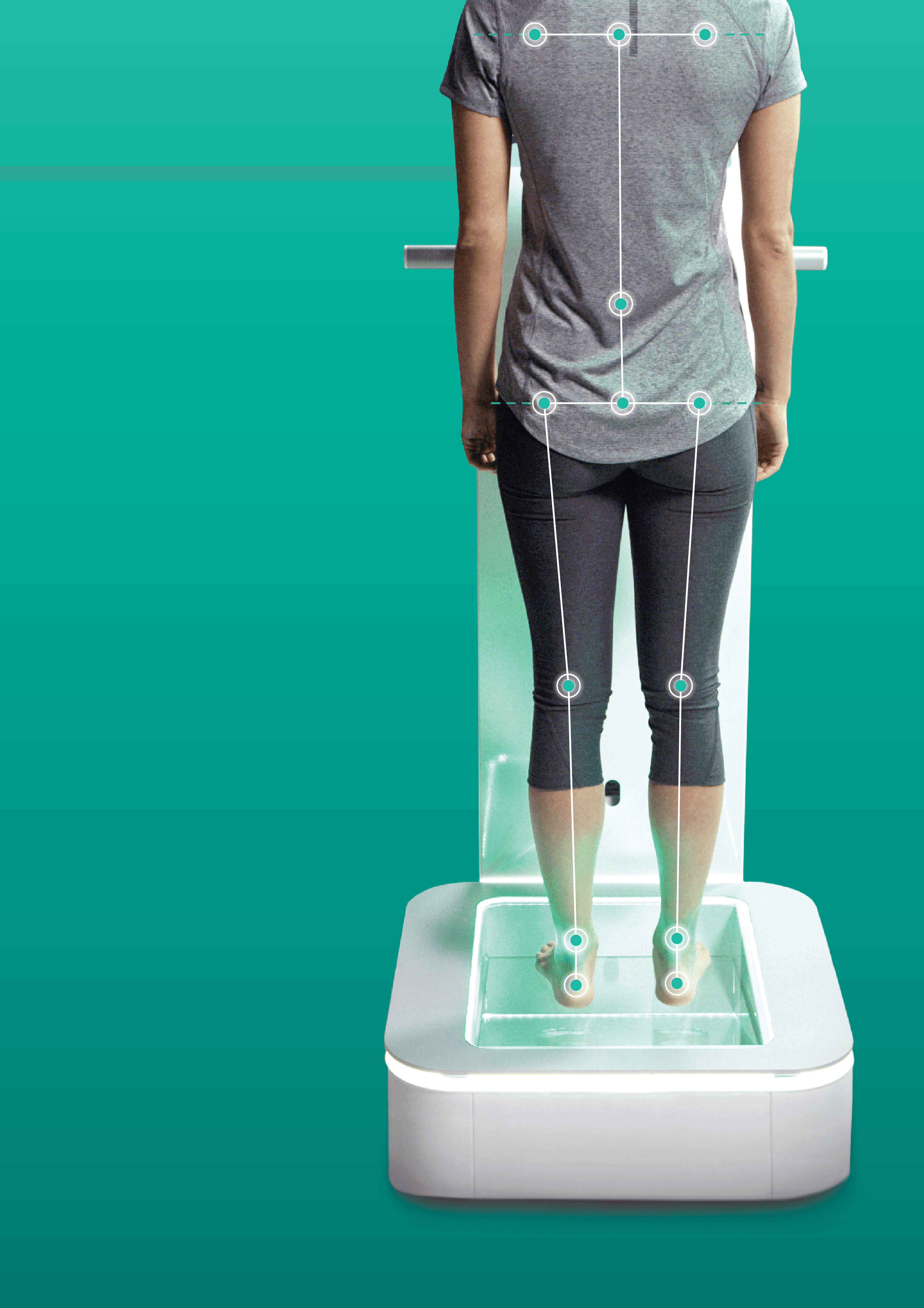 Kobieta na skanerze FootBalance z siatką biomechaniczną